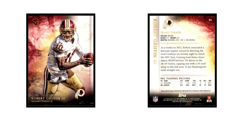 2015 Topps Valor Robert Griffin III Football Cards #86
