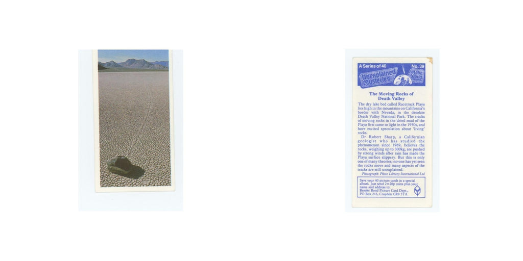 1987 Brooke Bond Unexplained Mysteries Moving Rocks of Death Valley #39