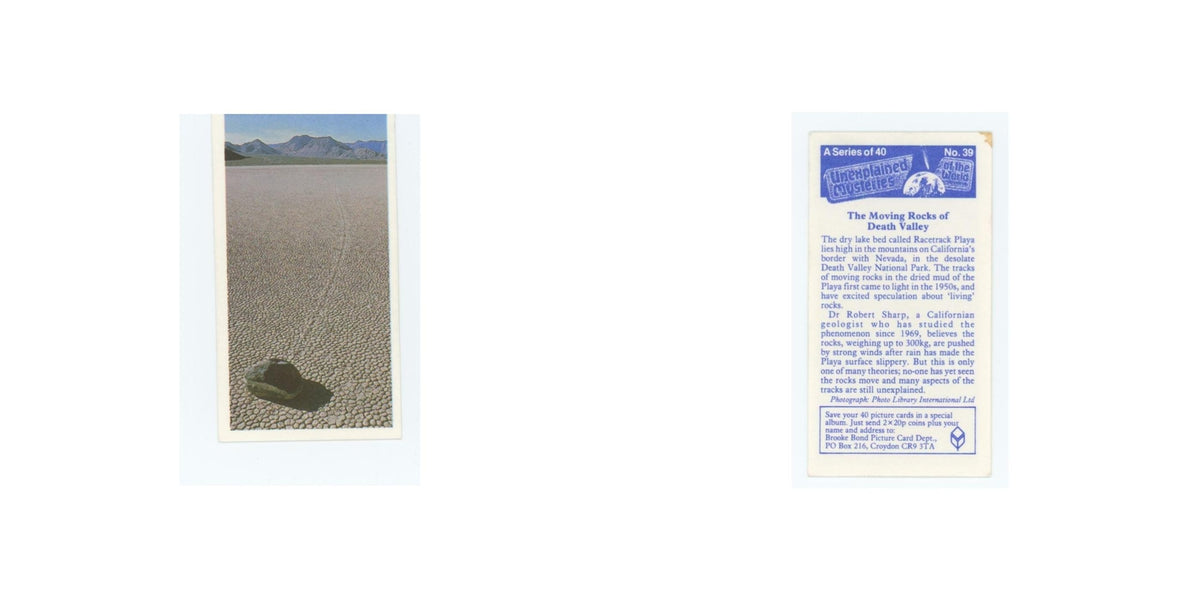 1987 Brooke Bond Unexplained Mysteries Moving Rocks of Death Valley #39