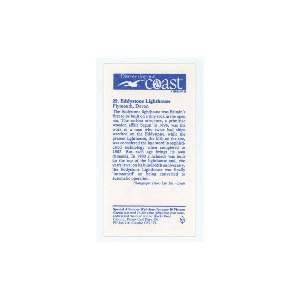 1989 Brooke Bond Discovering Our Coast Eddystone Lighthouse #29
