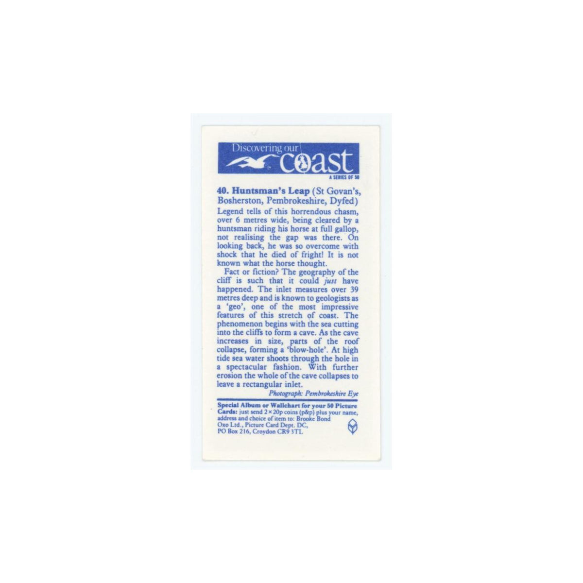 1989 Brooke Bond Discovering Our Coast Huntsman's Leap #40