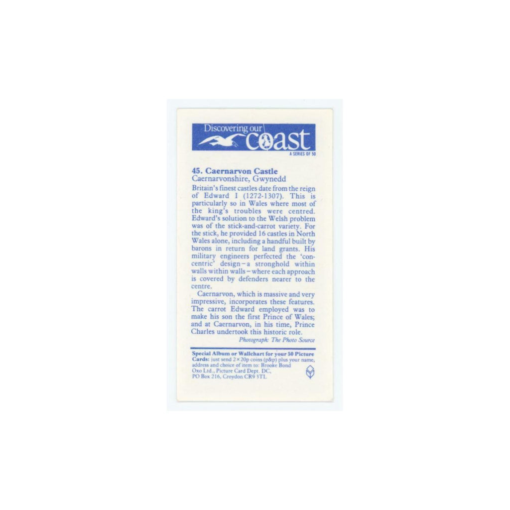 1989 Brooke Bond Discovering Our Coast Caenarvon Castle #45