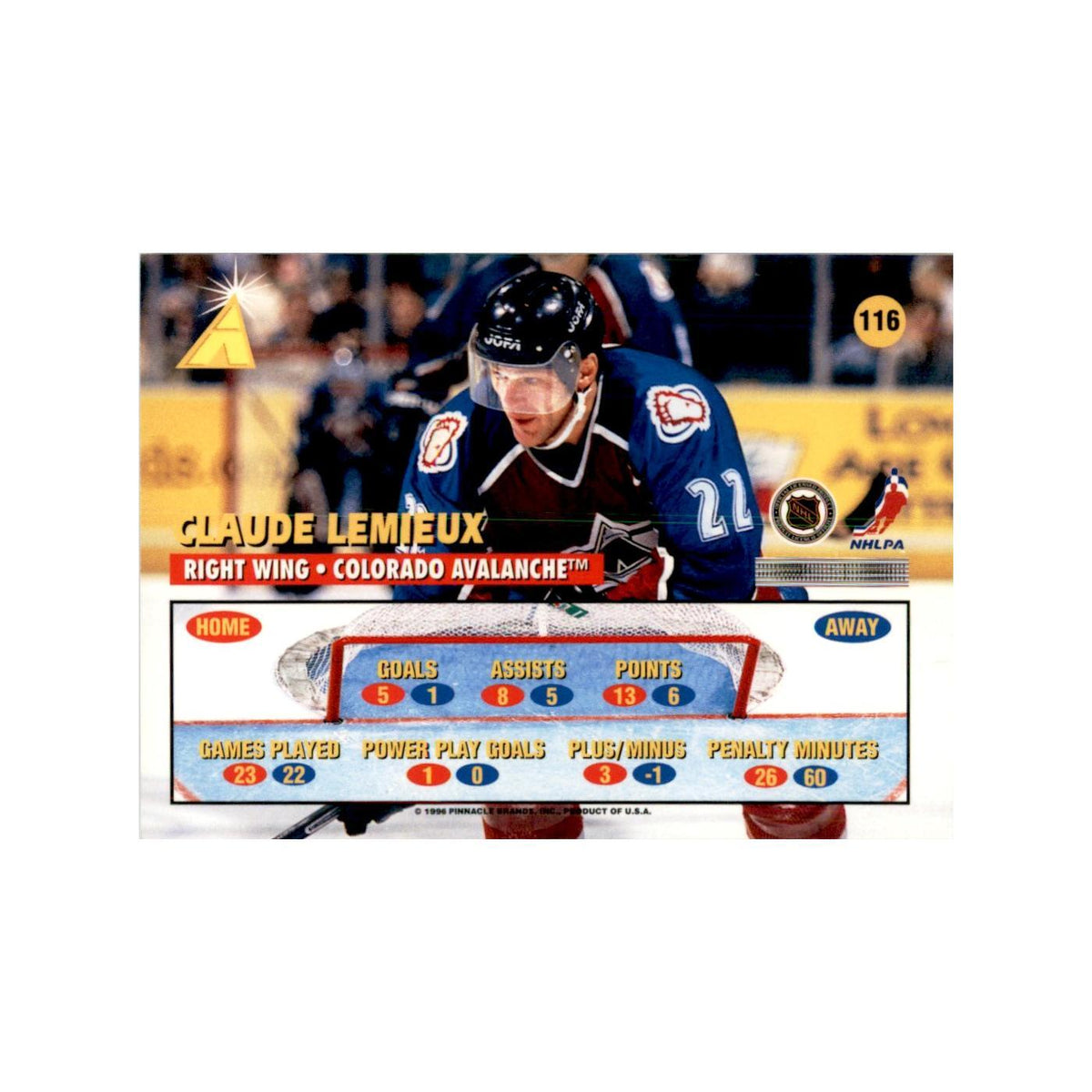 1995 Pinnacle  Zenith Edition Claude Lemieux Hockey Cards #116