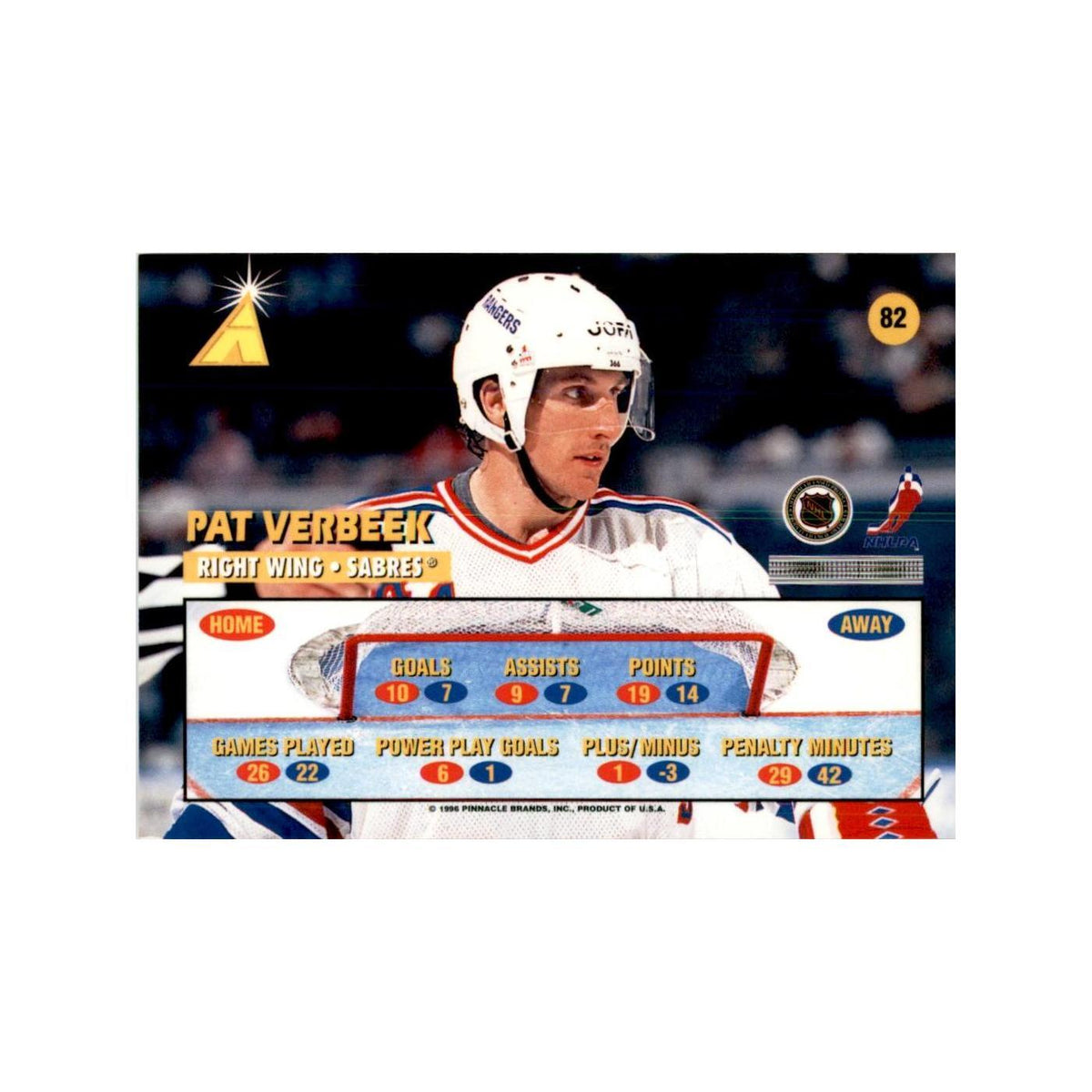 1995 Pinnacle  Zenith Edition Pat Verbeek Hockey Cards #82