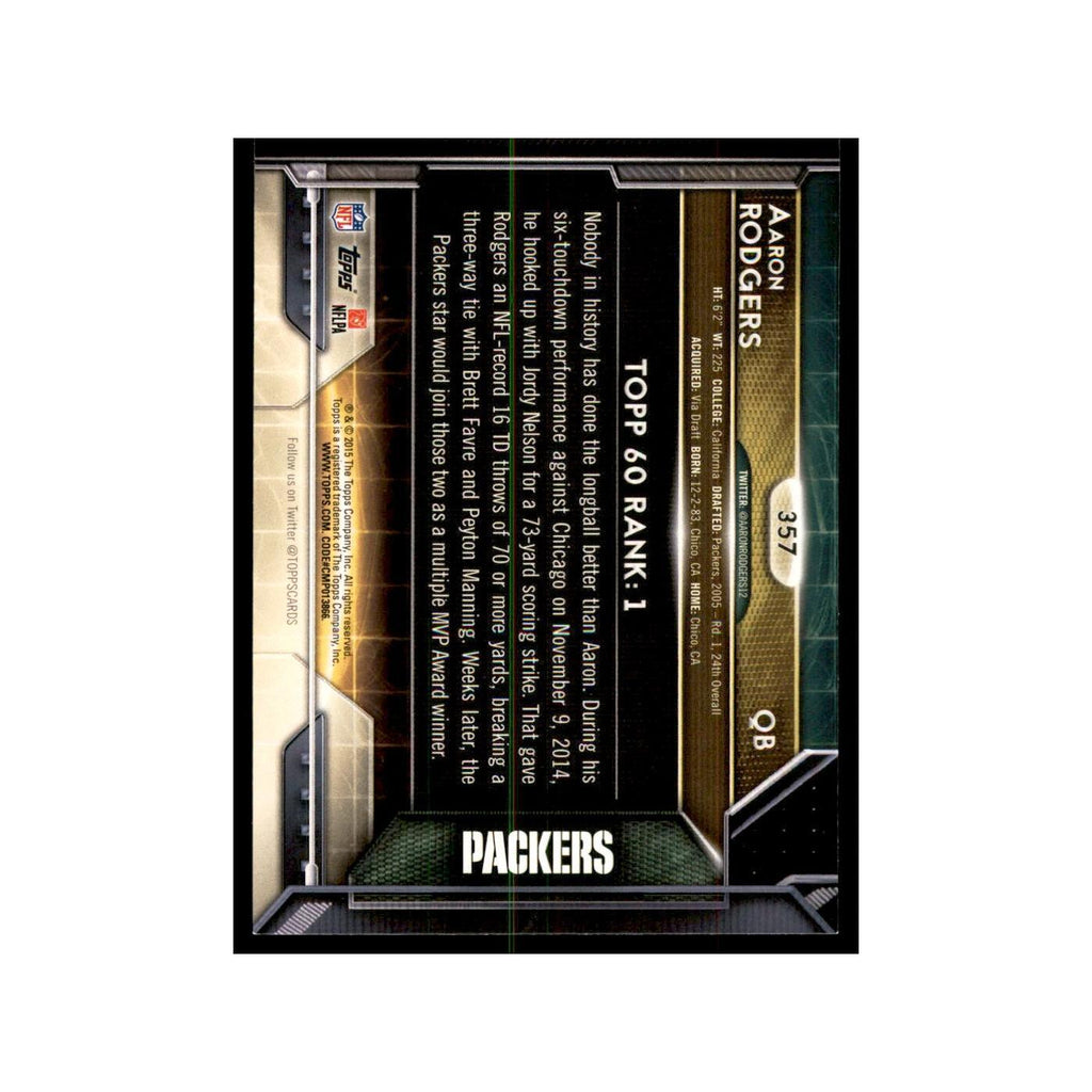 2015 Topps Aaron Rodgers Football Cards #357