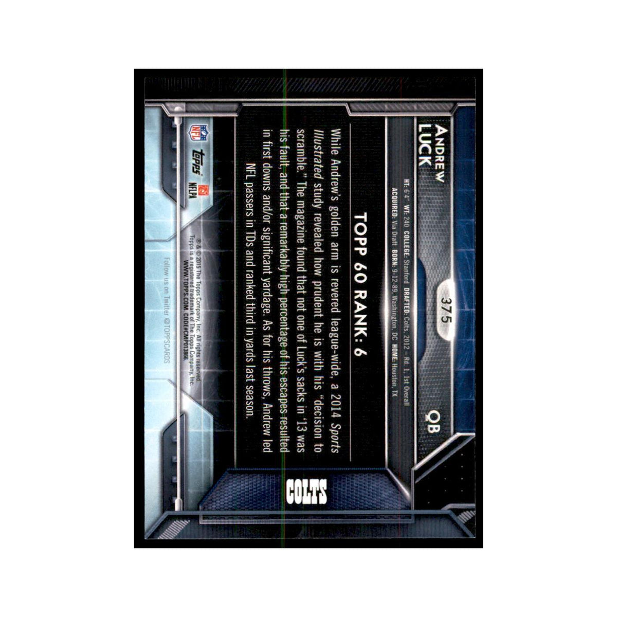 2015 Topps Andrew Luck Football Cards #375