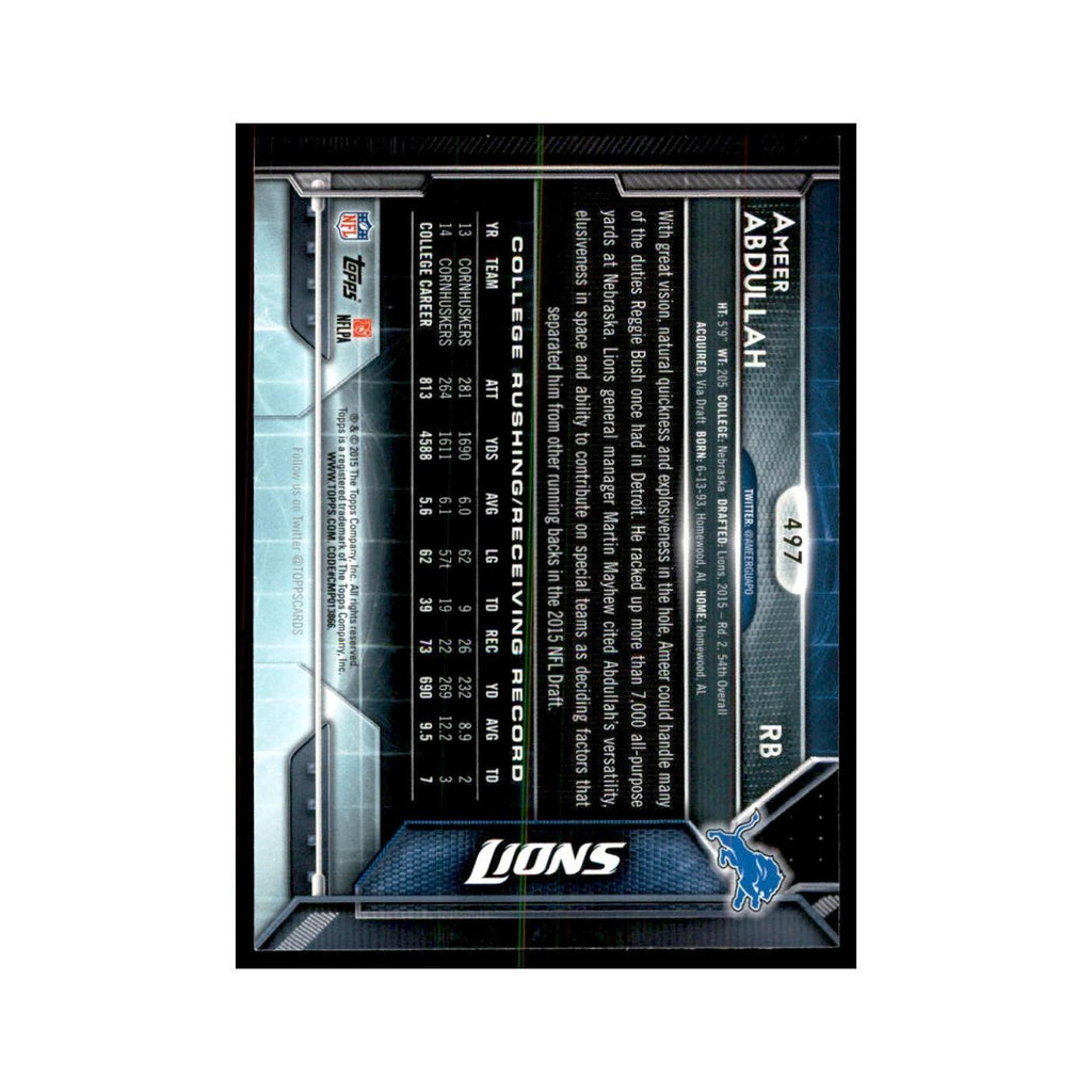 2015 Topps Ameer Abdullah RC Football Cards #497