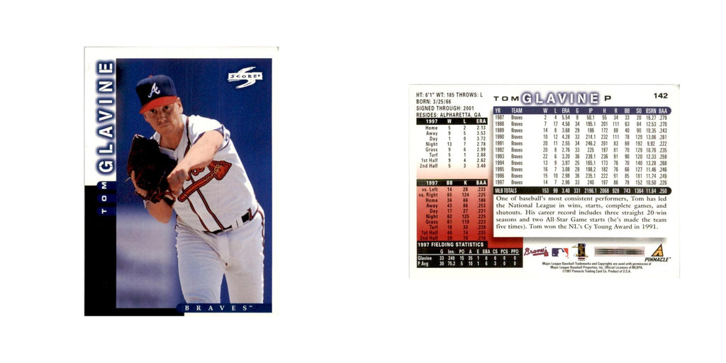 1998 Score Tom Glavine Baseball Cards #142