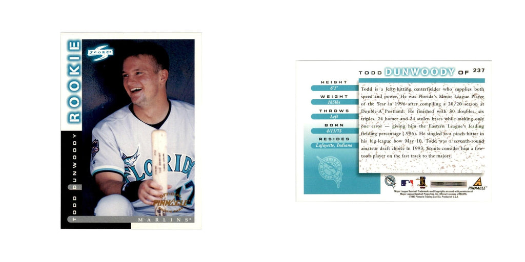 1998 Score Todd Dunwoody RC Baseball Cards #237