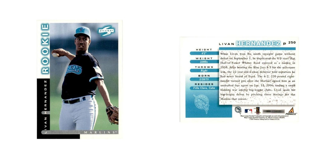 1998 Score Livan Hernandez RC Baseball Cards #250