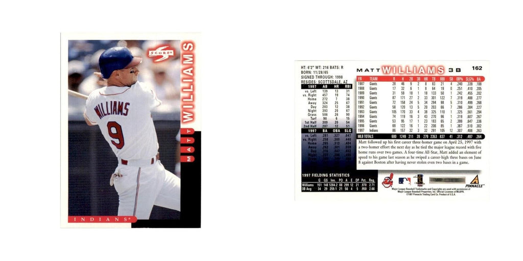 1998 Score Matt Williams Baseball Cards #162