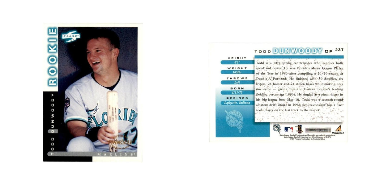 1998 Score Todd Dunwoody RC Baseball Cards #237