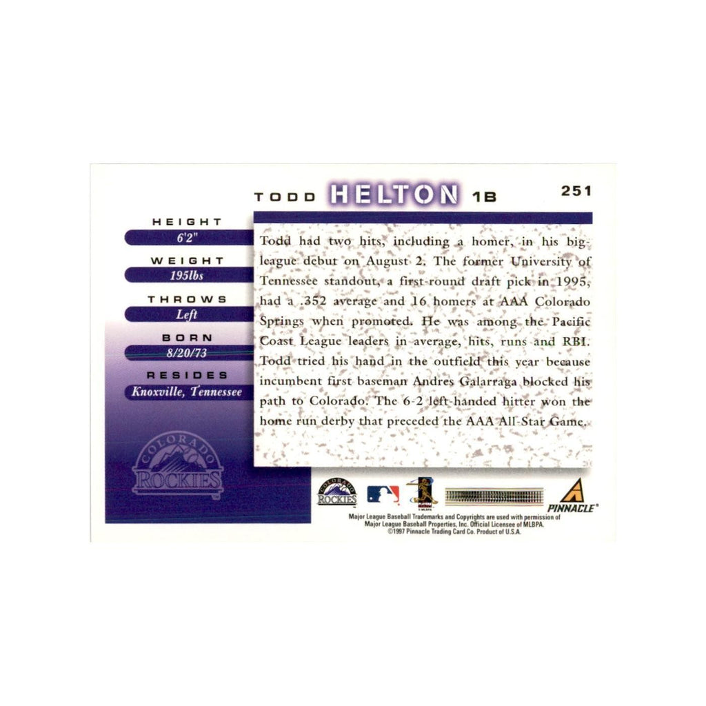 1998 Score Todd Helton RC Baseball Cards #251