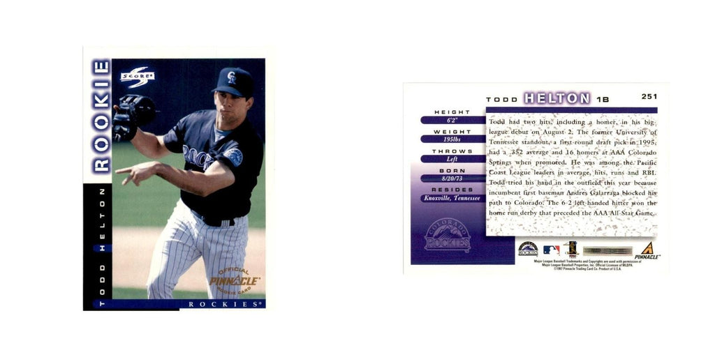 1998 Score Todd Helton RC Baseball Cards #251