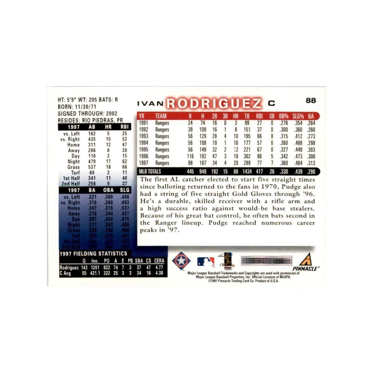 1998 Score Ivan Rodriguez Baseball Cards #88
