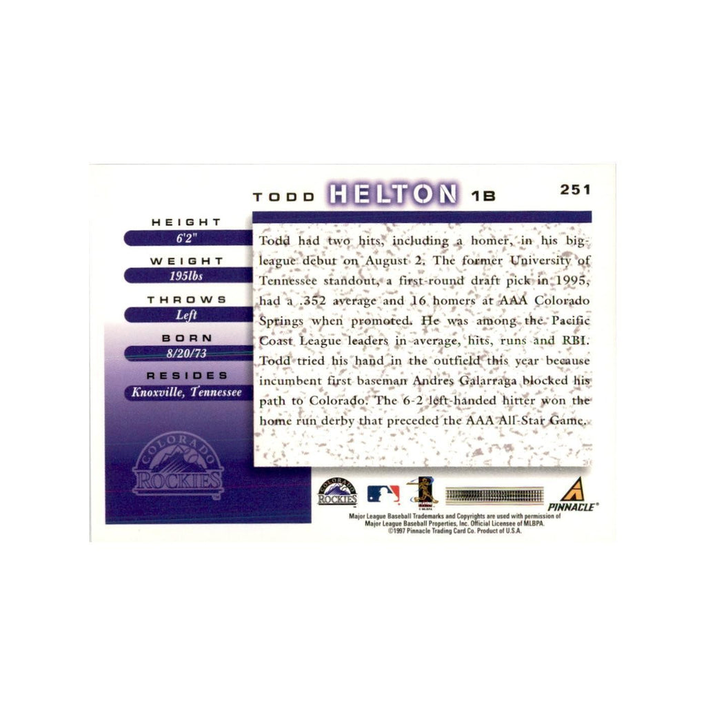 1998 Score Todd Helton RC Baseball Cards #251