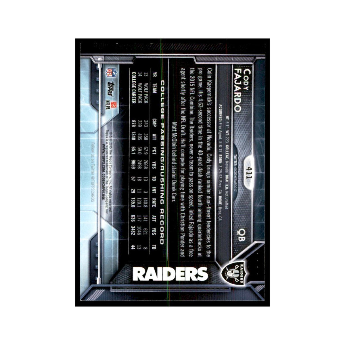 2015 Topps Cody Fajardo Football Cards #411