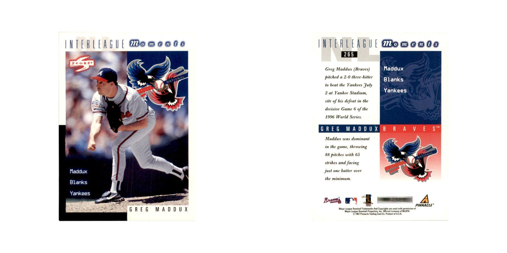 1998 Score Greg Maddux Baseball Cards #265