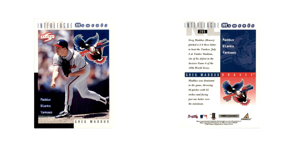 1998 Score Greg Maddux Baseball Cards #265