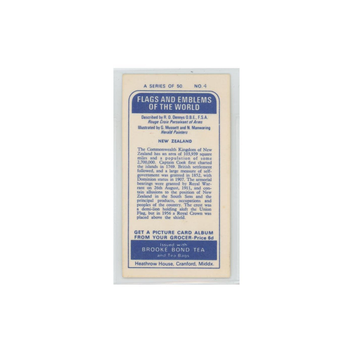 1967 Brooke Bond Flags Emblems Of The World New Zealand #4