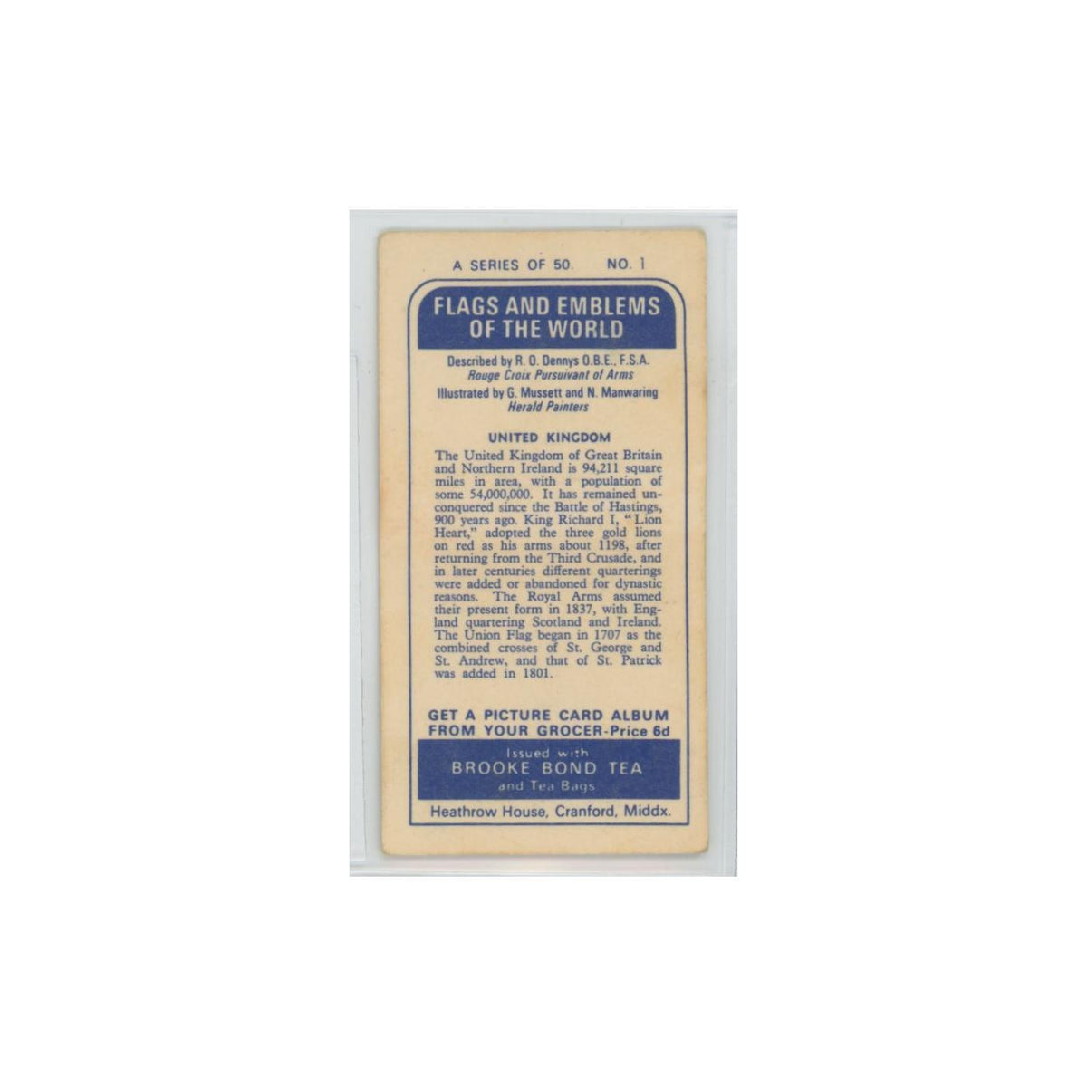 1967 Brooke Bond Flags Emblems Of The World United Kingdom #1