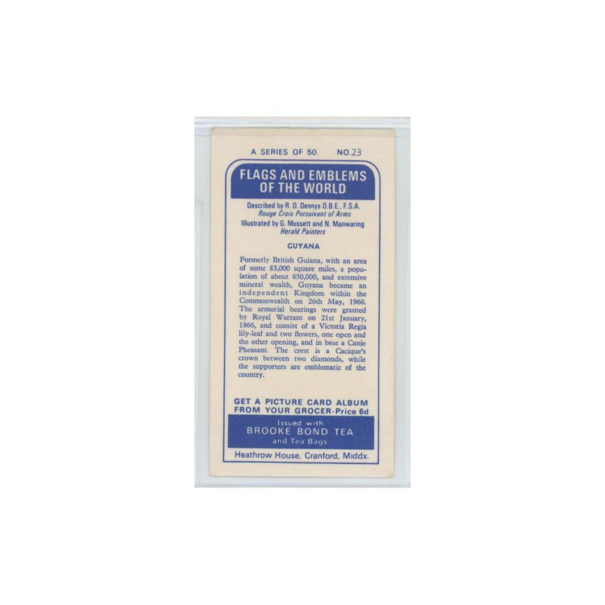 1967 Brooke Bond Flags Emblems Of The World Guyana #23
