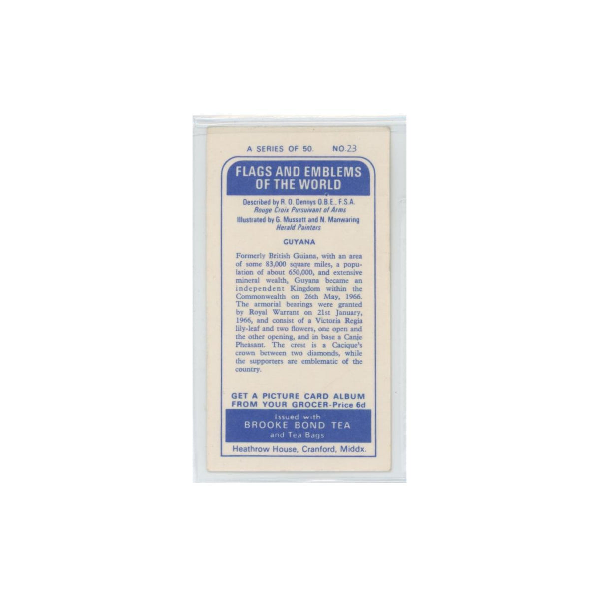 1967 Brooke Bond Flags Emblems Of The World Guyana #23