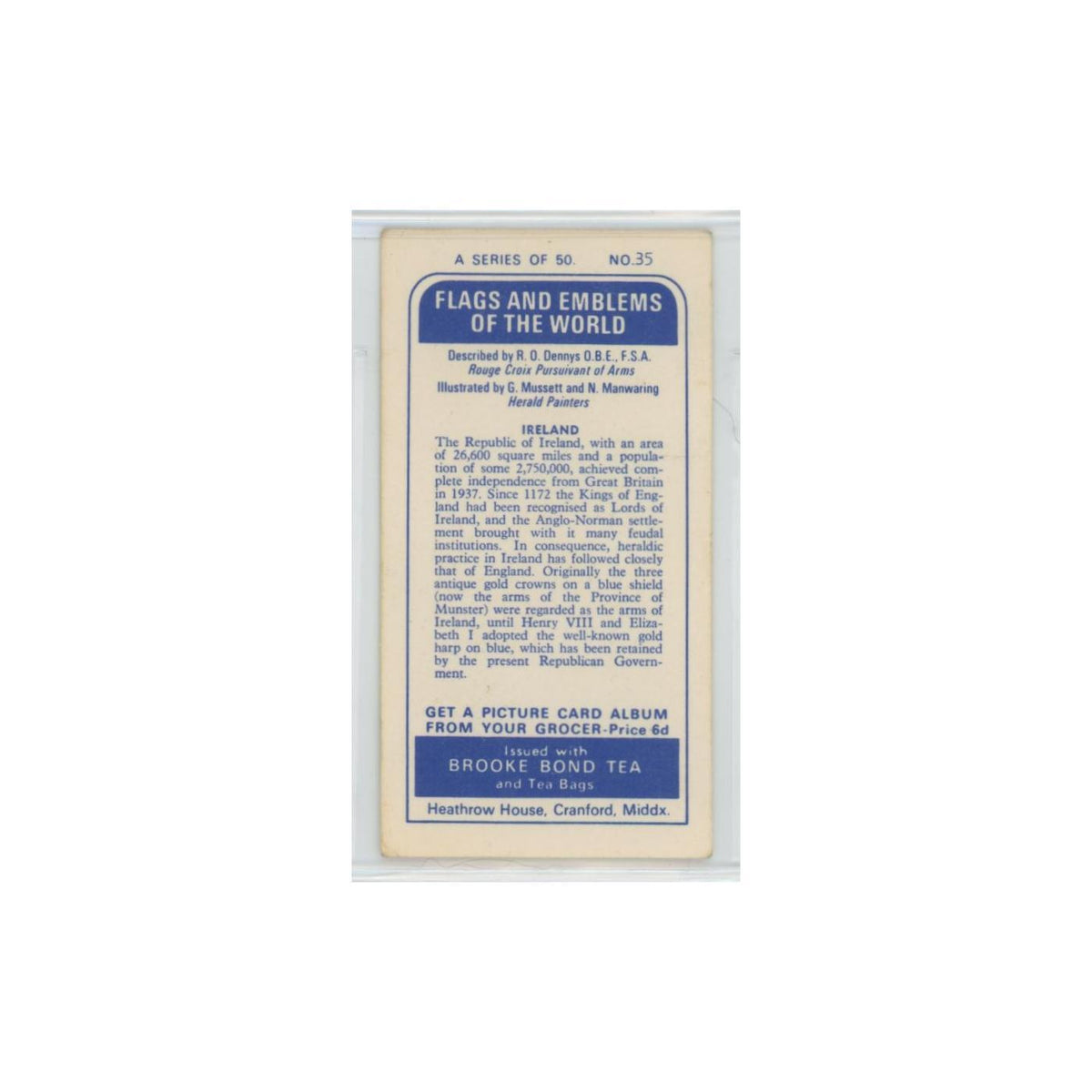 1967 Brooke Bond Flags Emblems Of The World Ireland #35