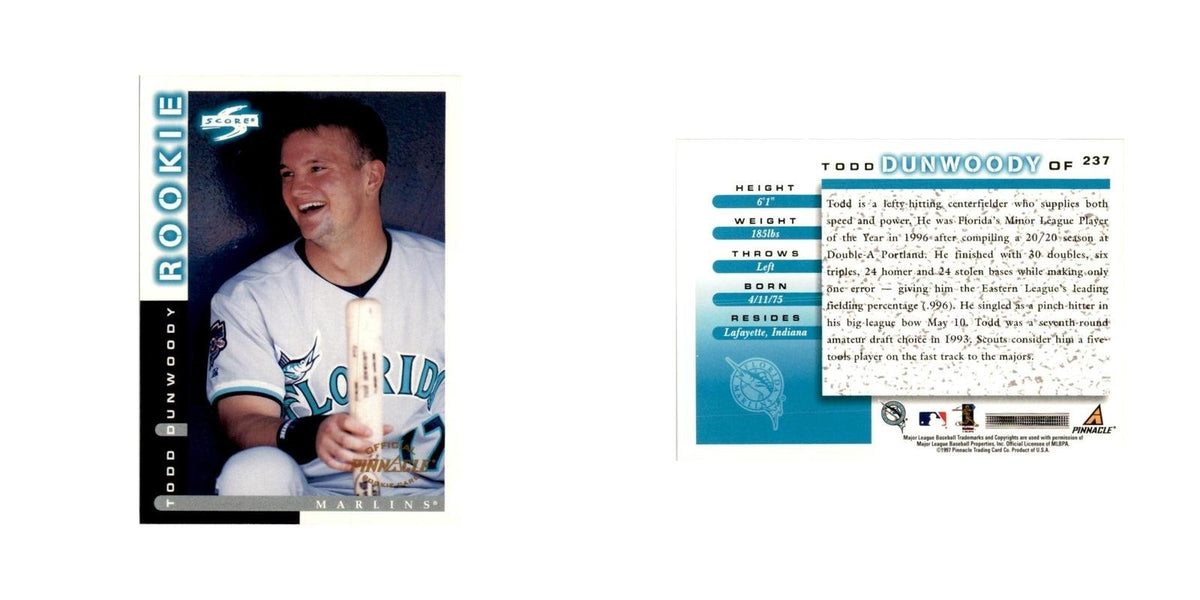 1998 Score Todd Dunwoody RC Baseball Cards #237