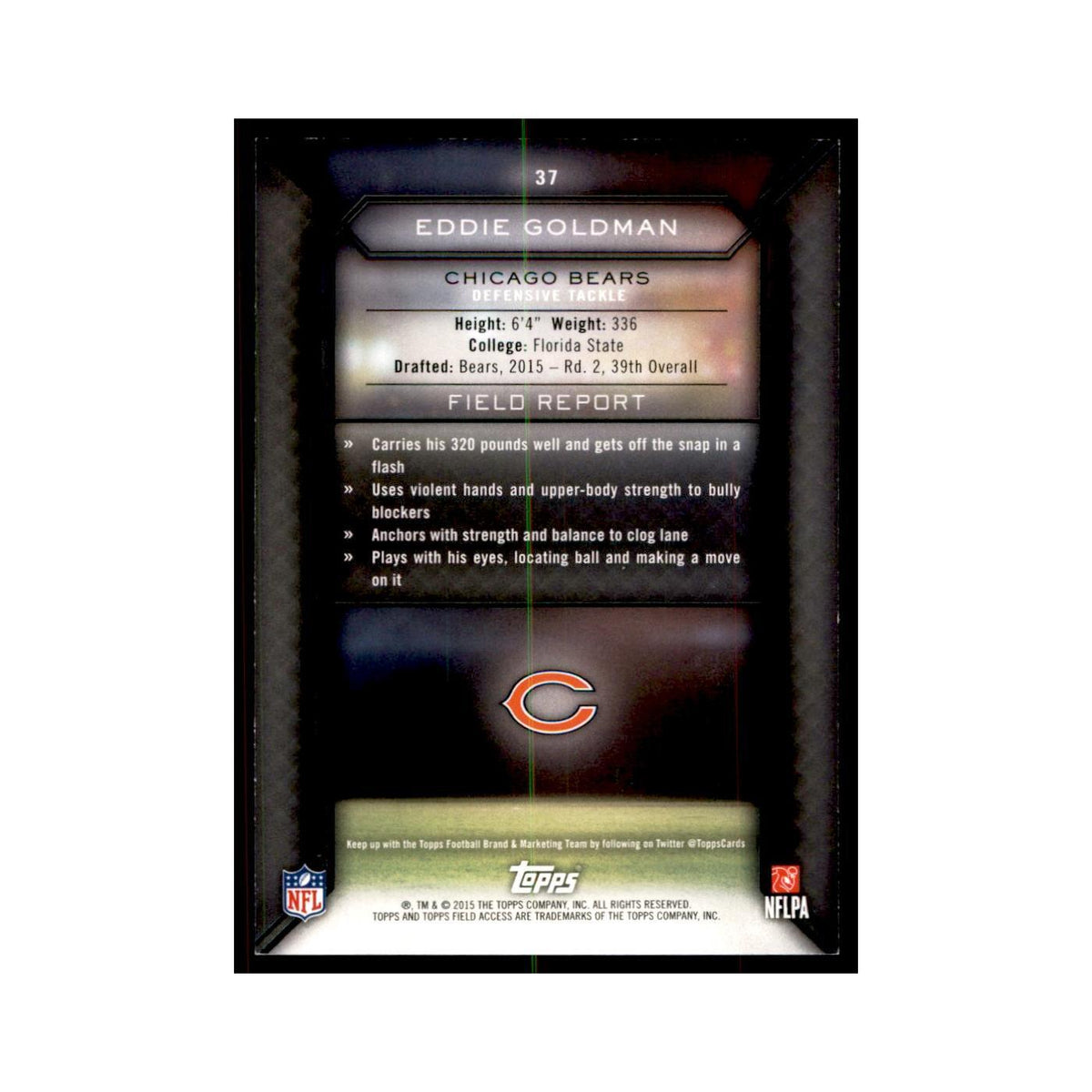 2015 Topps Field Access Eddie Goldman RC Football Cards #37