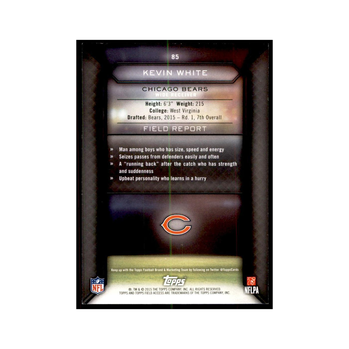 2015 Topps Field Access Kevin White RC Football Cards #85