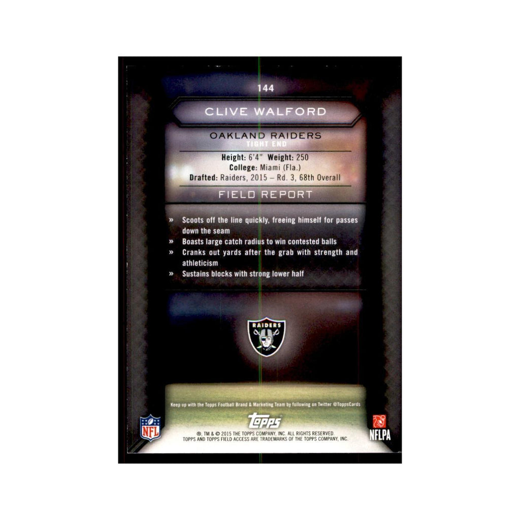 2015 Topps Field Access Clive Walford RC Football Cards #144