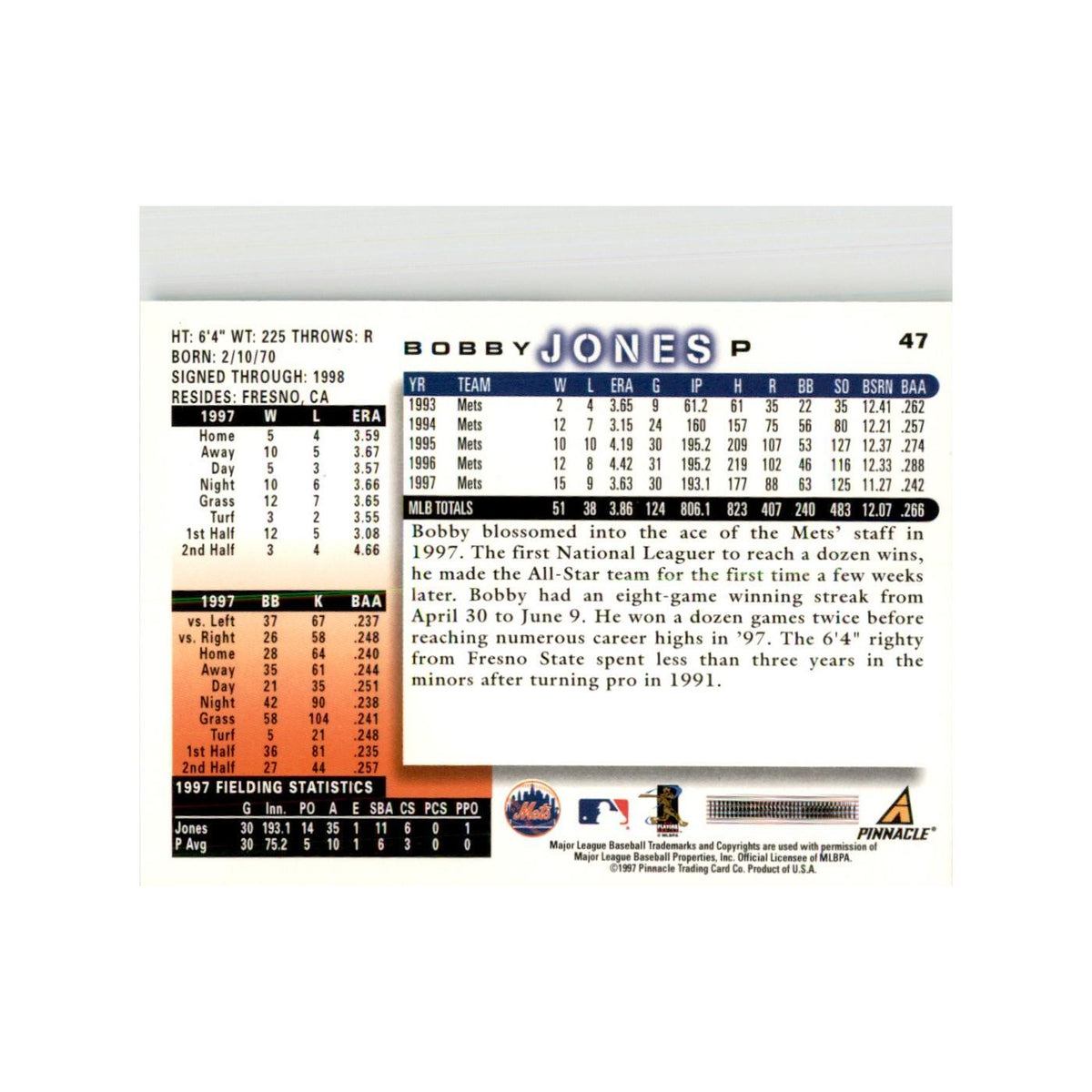 1998 Score Bobby Jones Baseball Cards #47