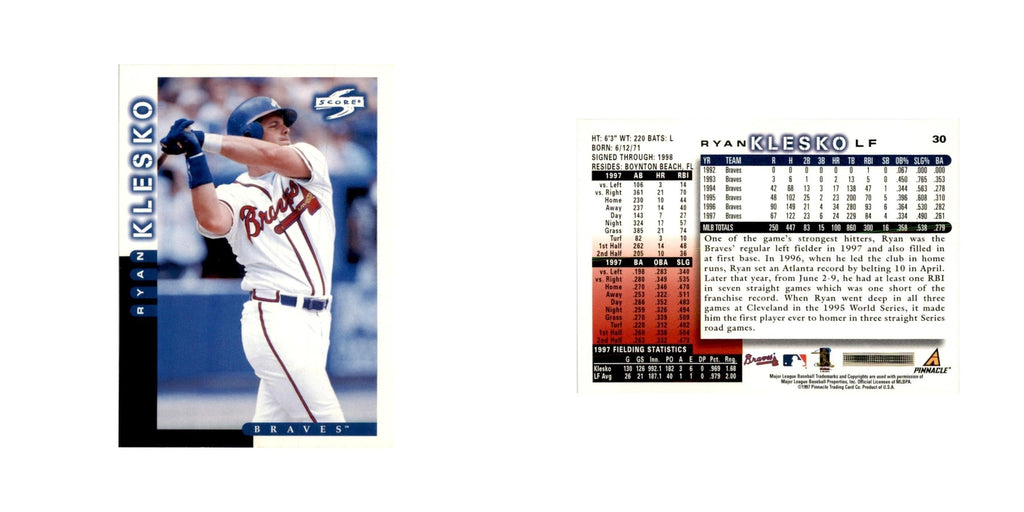 1998 Score Ryan Klesko Baseball Cards #30