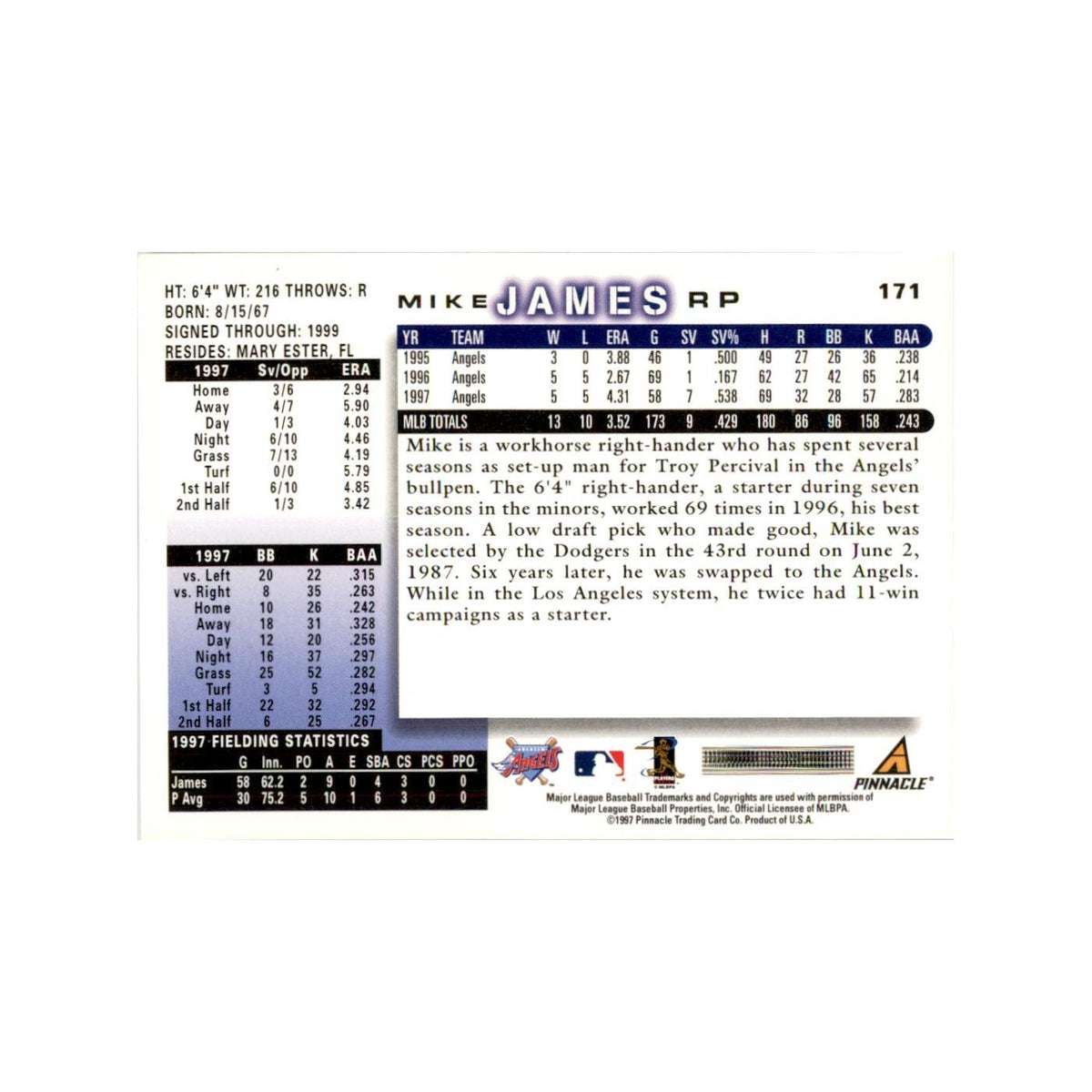 1998 Score Mike James Baseball Cards #171