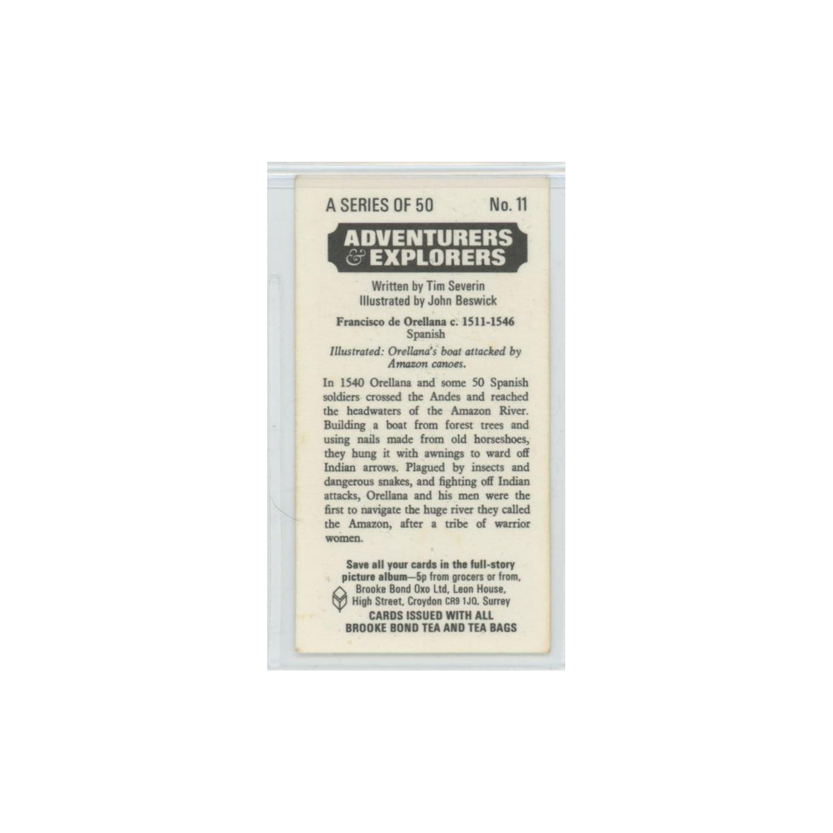 1973 Brooke Bond Adventurers Explorers Francisco de Orellana #11