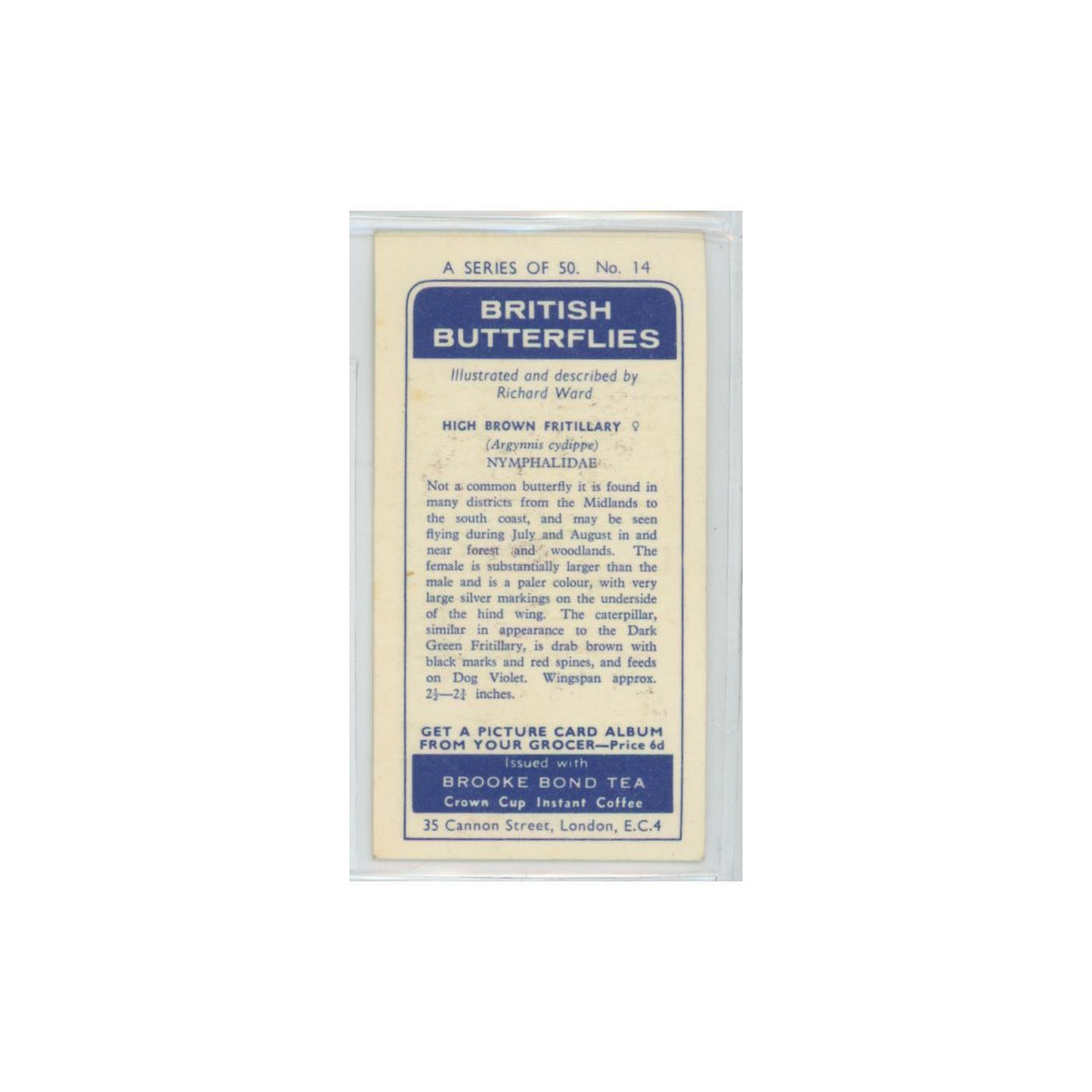 1963 Brooke Bond British Butterflies High Brown Fritillary #14