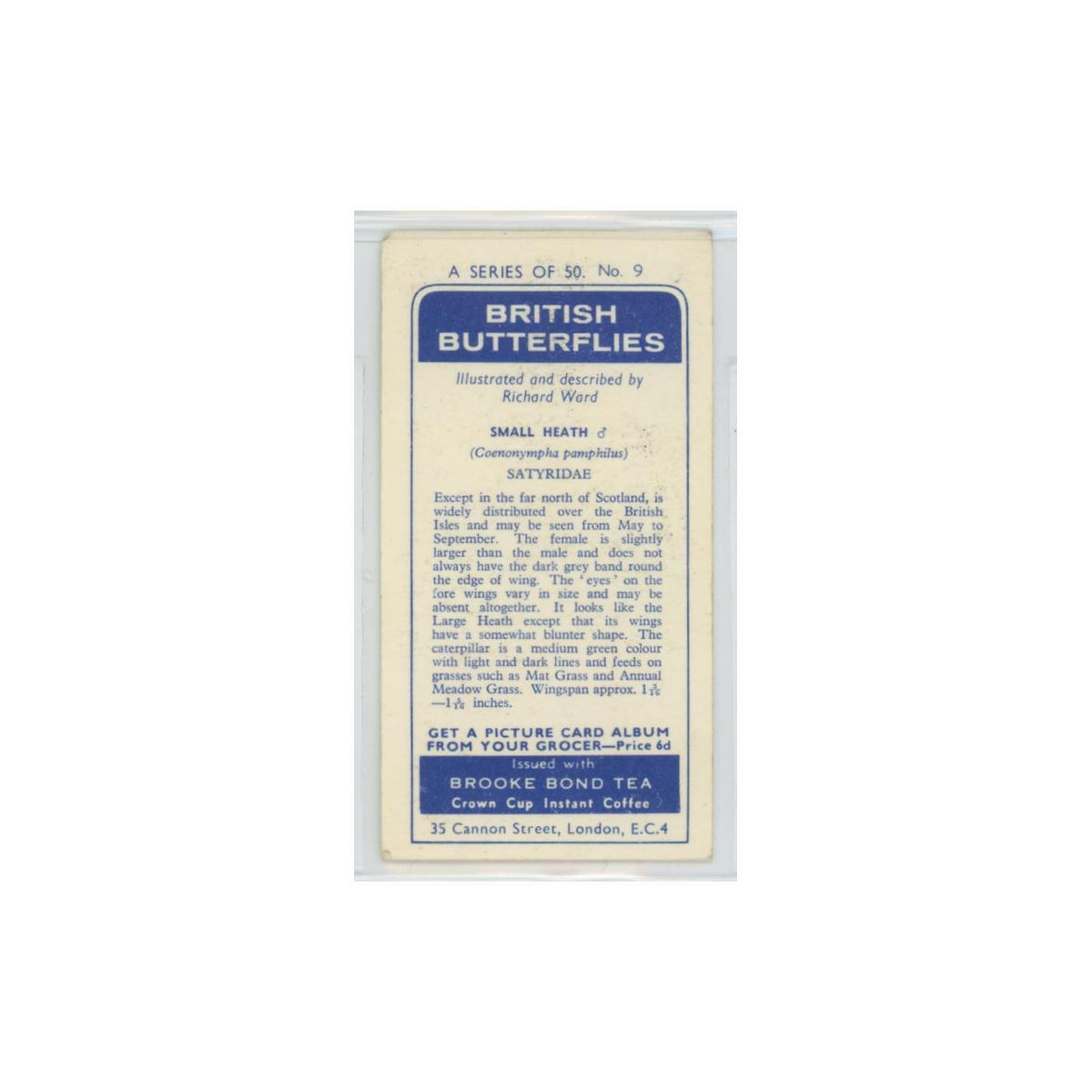 1963 Brooke Bond British Butterflies Small Heath #9