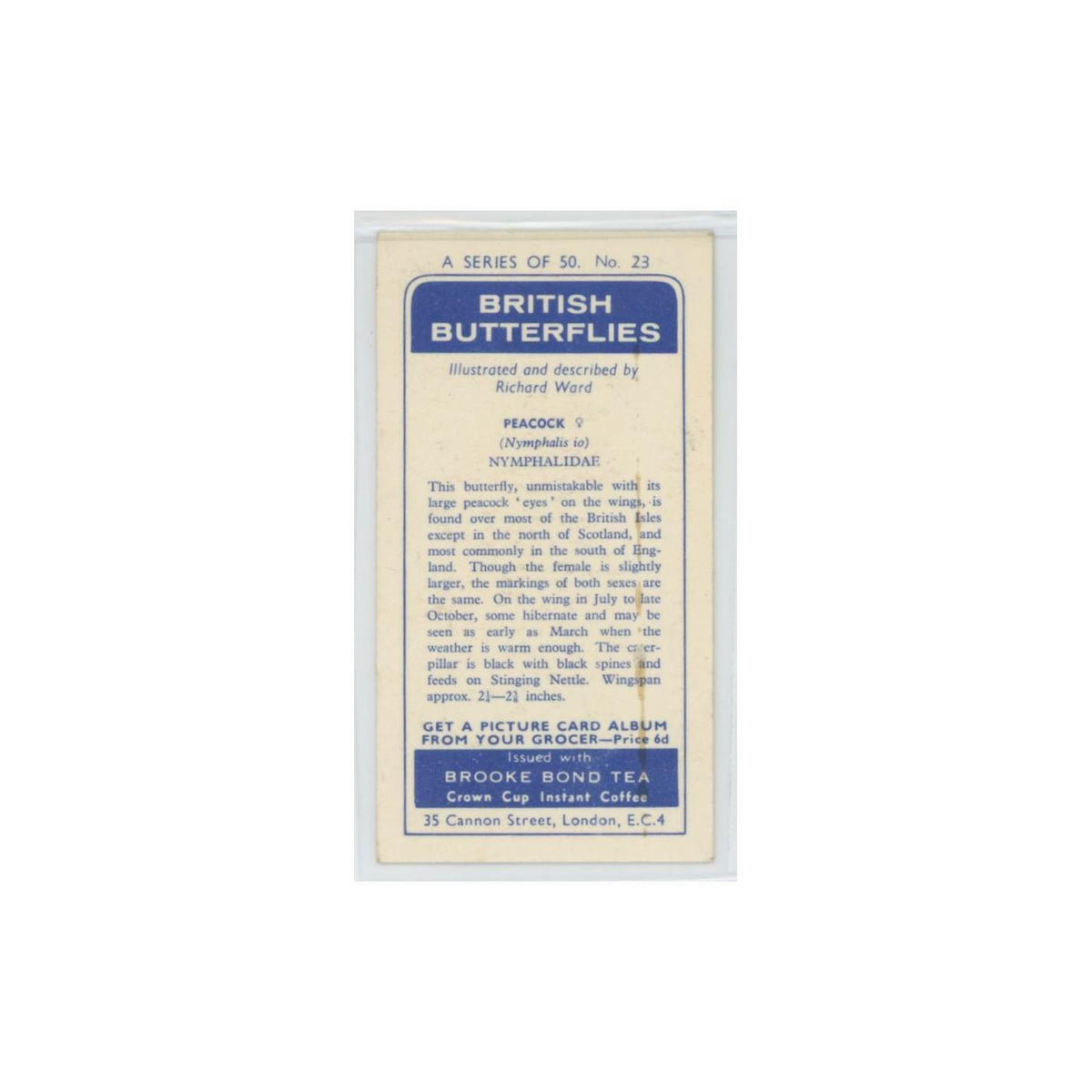 1963 Brooke Bond British Butterflies Peacock #23