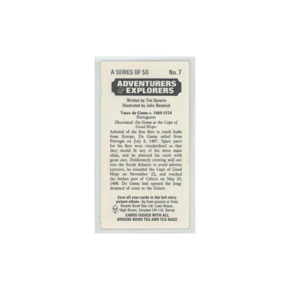 1973 Brooke Bond Adventurers Explorers Vasco da Gama #7