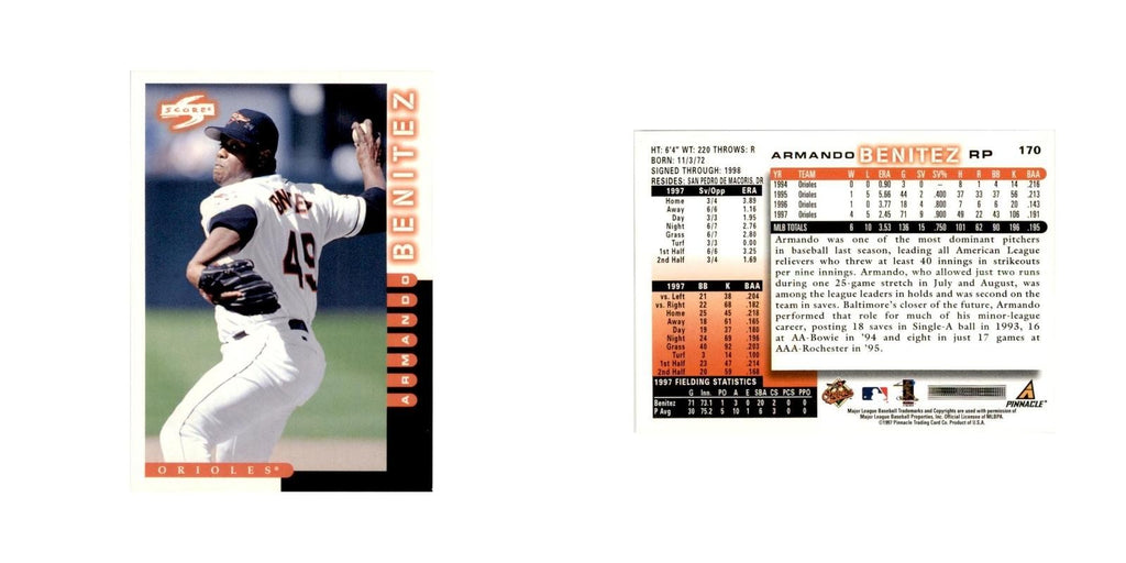 1998 Score Armando Benitez Baseball Cards #170