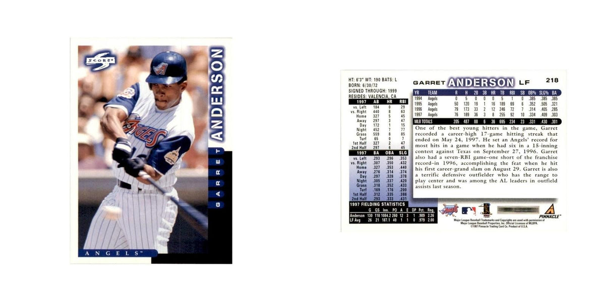 1998 Score Garret Anderson Baseball Cards #218