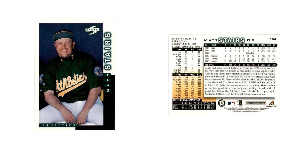 1998 Score Matt Stairs Baseball Cards #164