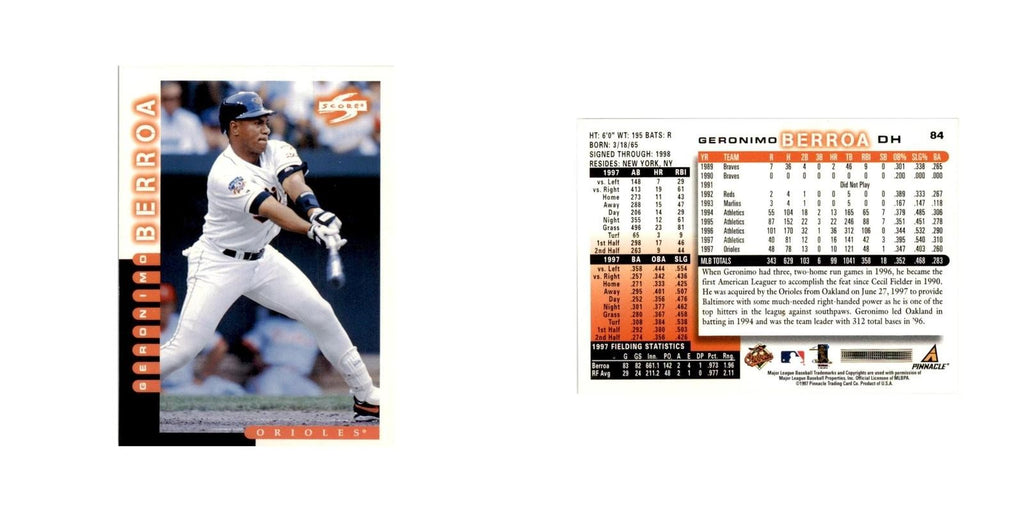 1998 Score Geronimo Berroa Baseball Cards #84