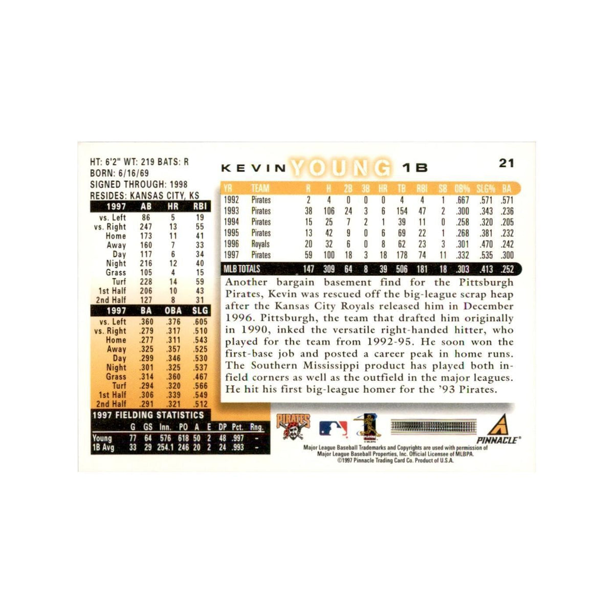 1998 Score Kevin Young Baseball Cards #21