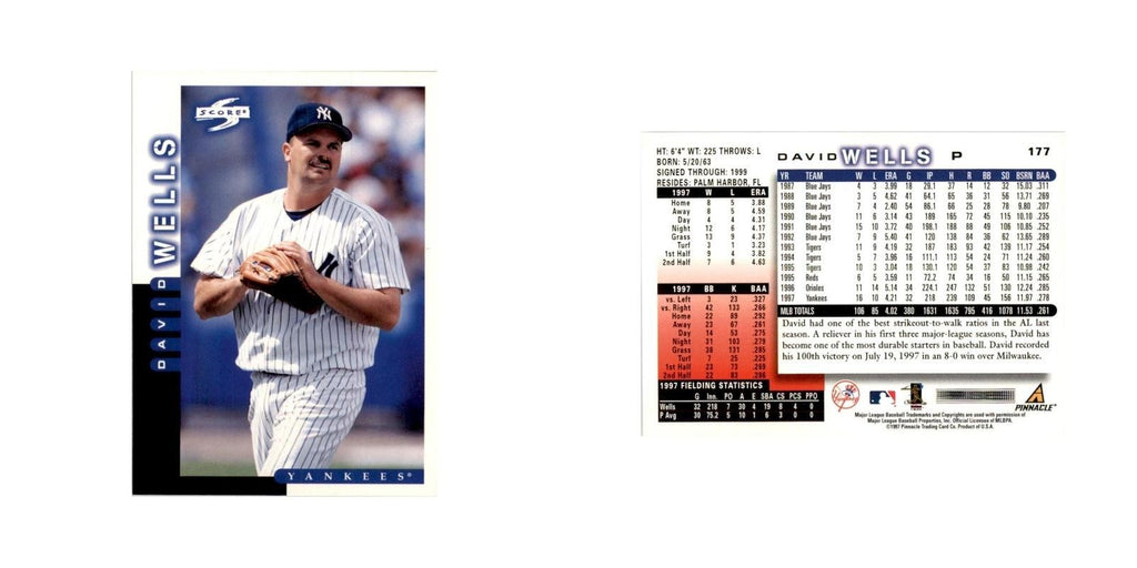 1998 Score David Wells Baseball Cards #177
