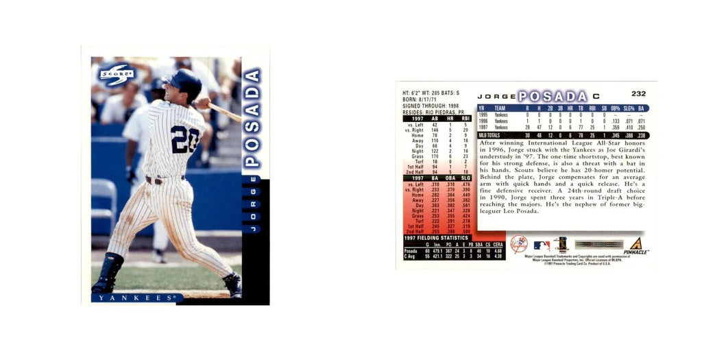 1998 Score Jorge Posada Baseball Cards #232