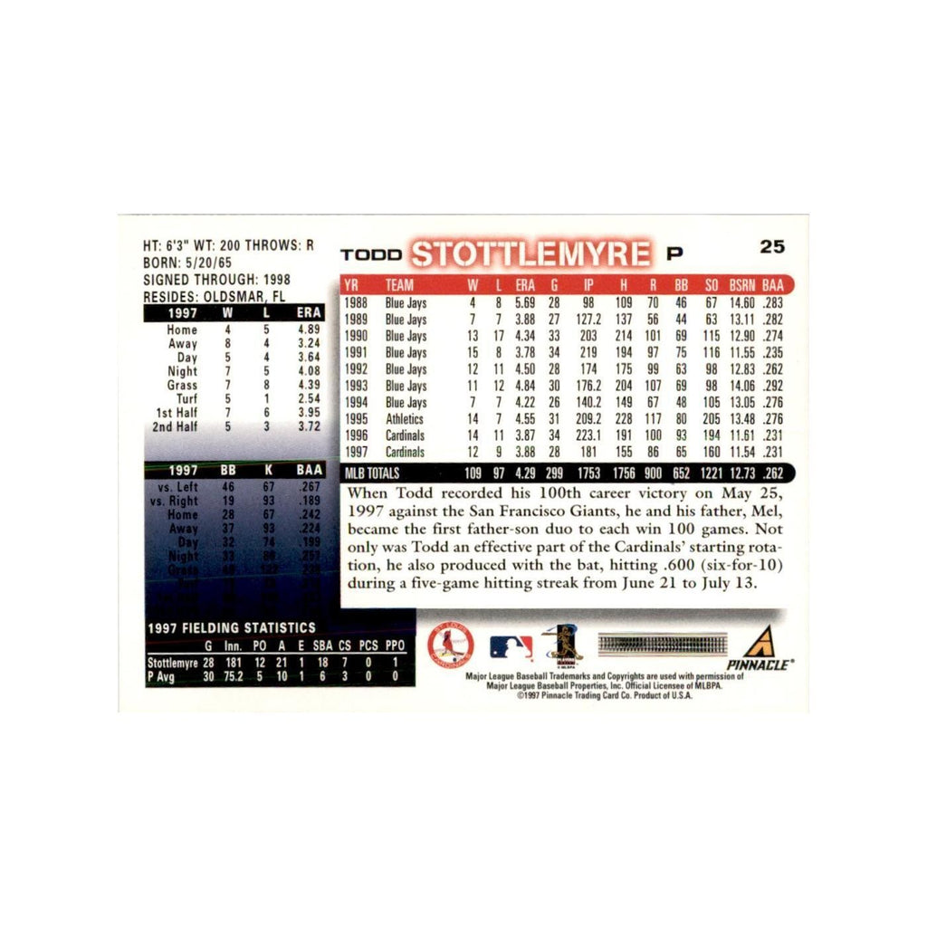 1998 Score Todd Stottlemyre Baseball Cards #25