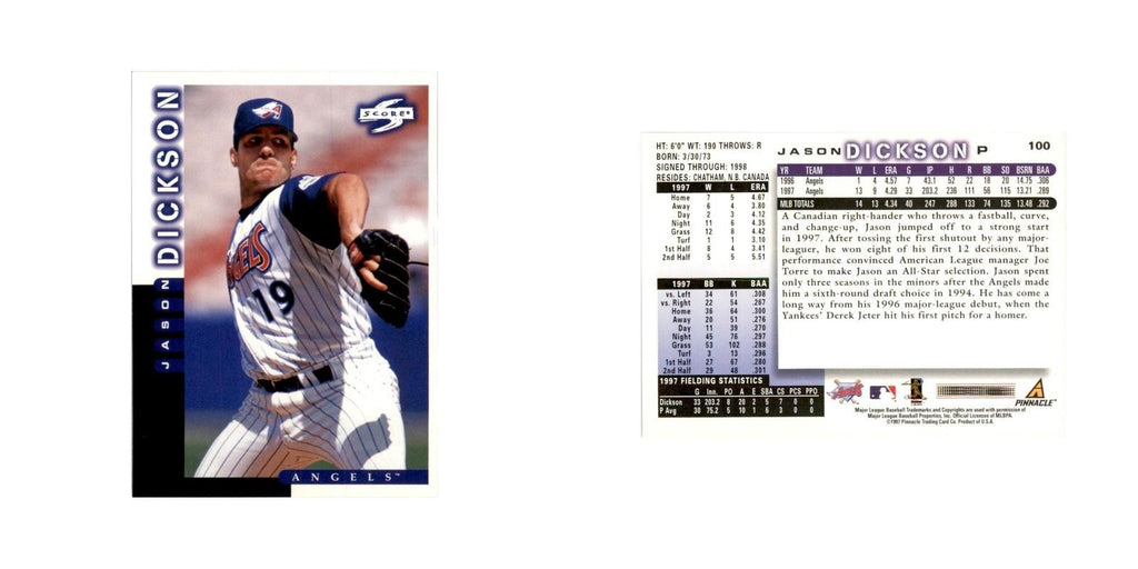 1998 Score Jason Dickson Baseball Cards #100