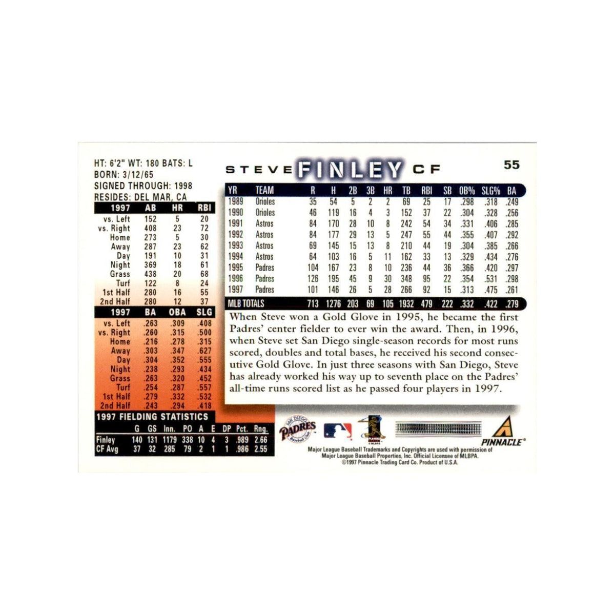 1998 Score Steve Finley Baseball Cards #55